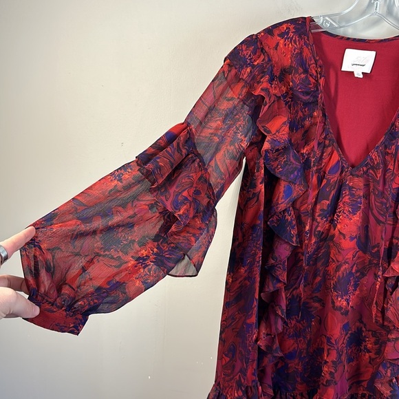 Cinq a Sept Womens Livie Long Sleeve Tiered Dress Size 00 Flowy Romantic Sheer - Picture 11 of 16